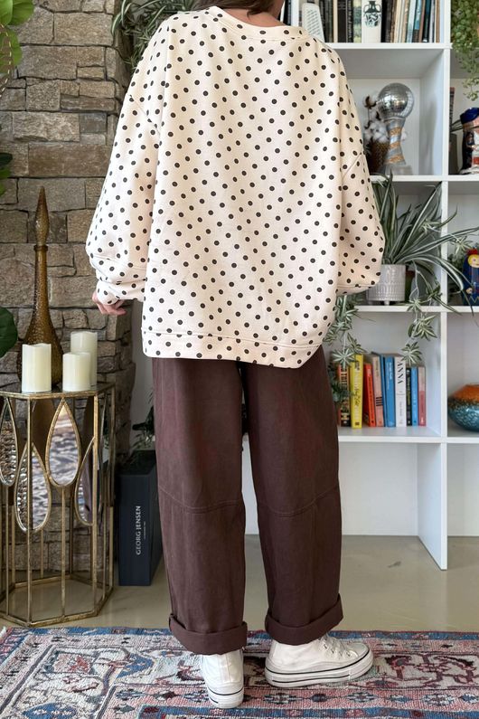 Scamp Lantern Sweatshirt Polka Dot Stone & Chocolate